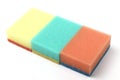 Bright Ã¯Â¿Â½olored kitchen sponges, close-up, white background